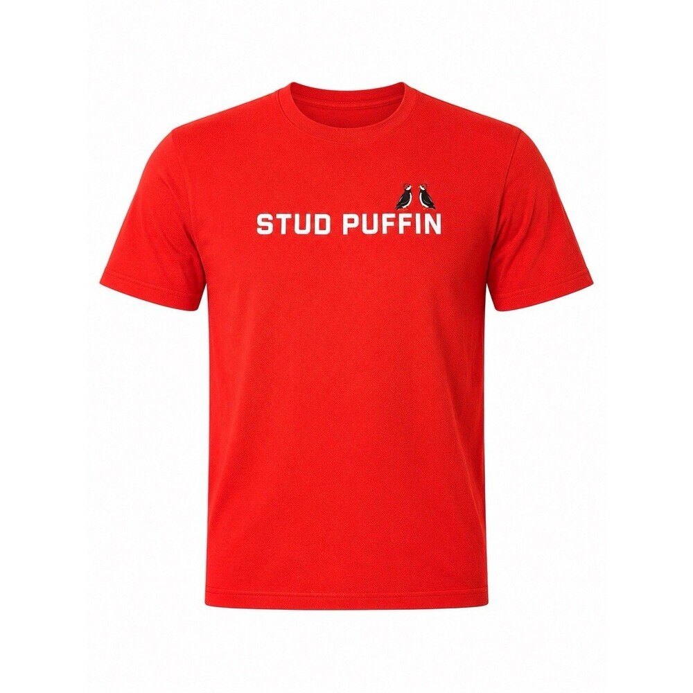 Tultex Stud Puffin Reyka Vodka T-Shirt Men’s Medium Red Graphic Beer Liquor Tee